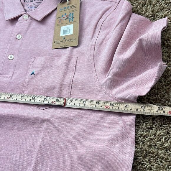 NWT Tailor Vintage Airotec Birdseye Polo Shirt‎ Dusty Rose Size Large - Picture 10 of 13